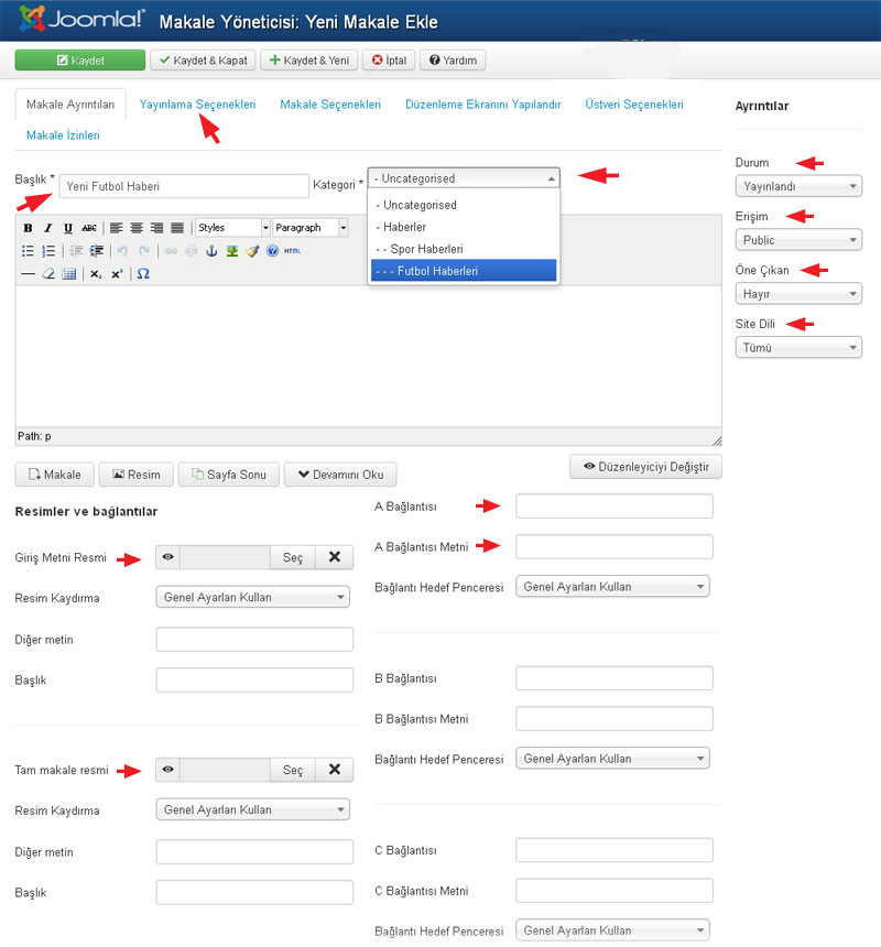 Joomla 3.0 İçerik Makale Oluşturma